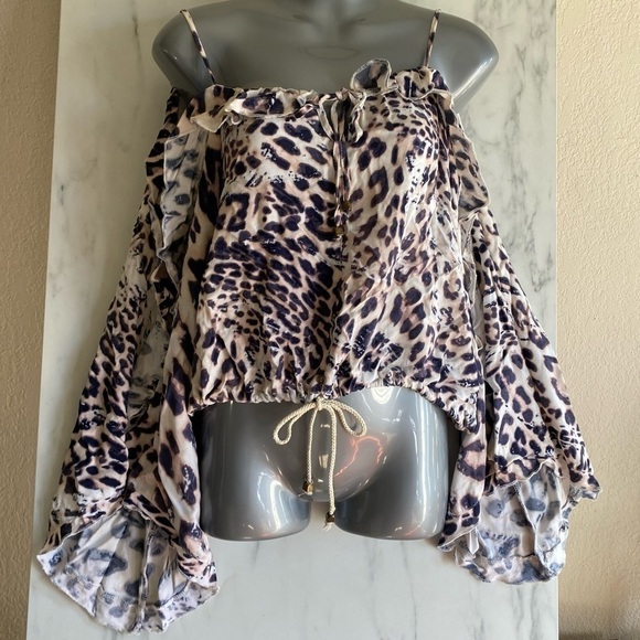 NWT Vintage Havana Women’s Size M Leopard Print Bell Sleeves Bohemian Style - Picture 1 of 5